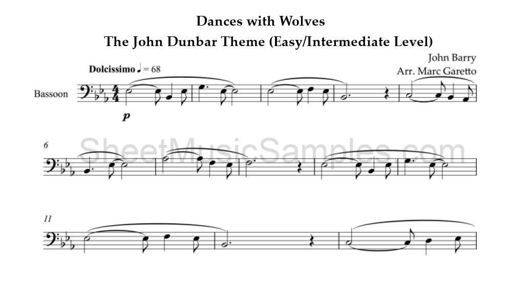 Dances with Wolves - The John Dunbar Theme (Easy/Intermediate Level)