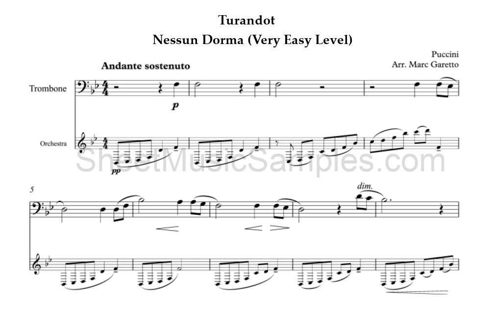 Turandot - Nessun Dorma (Very Easy Level)