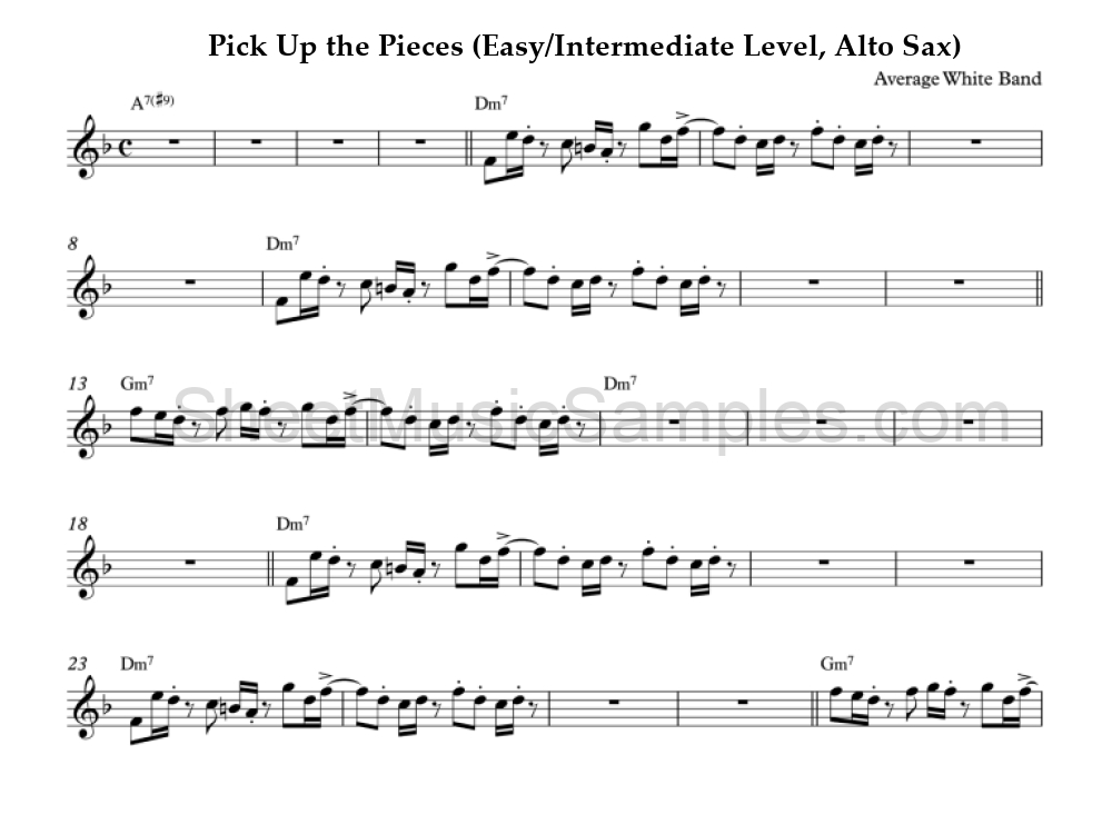 Pick Up the Pieces (Easy/Intermediate Level, Alto Sax)