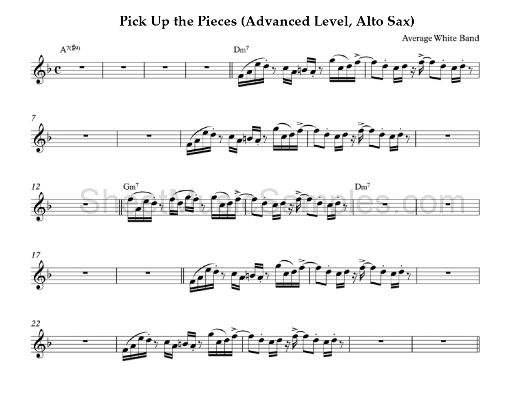 Pick Up the Pieces (Advanced Level, Alto Sax)