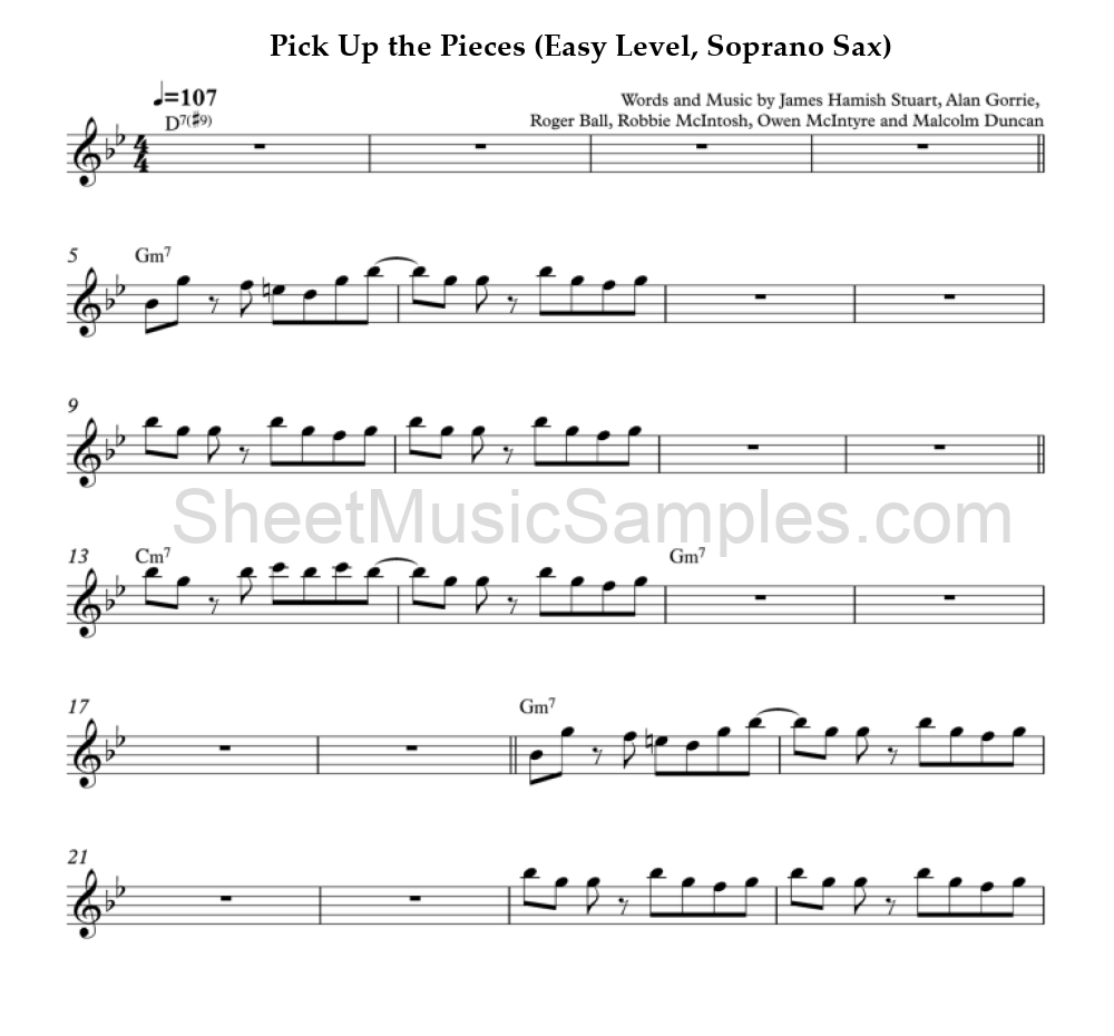 Pick Up the Pieces (Easy Level, Soprano Sax)