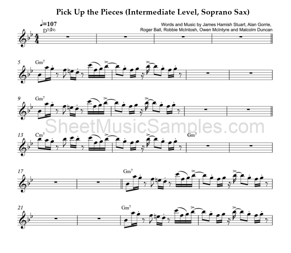 Pick Up the Pieces (Intermediate Level, Soprano Sax)