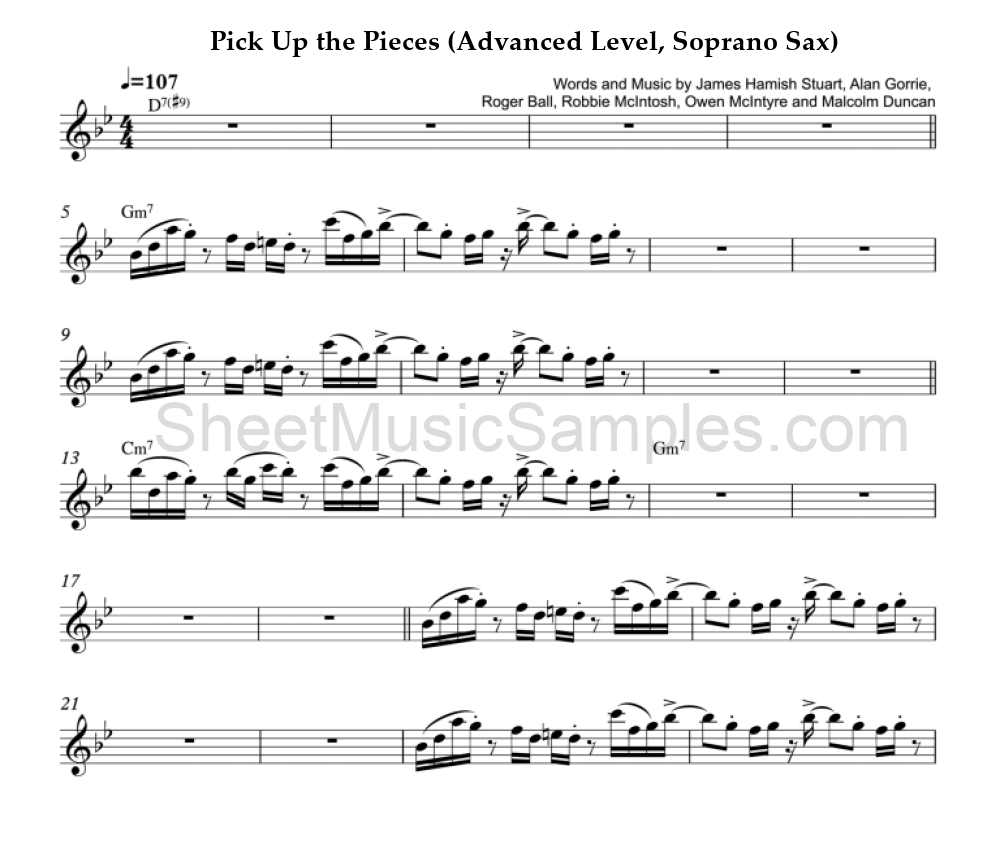 Pick Up the Pieces (Advanced Level, Soprano Sax)