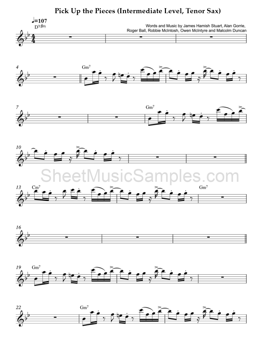 Pick Up the Pieces (Intermediate Level, Tenor Sax)