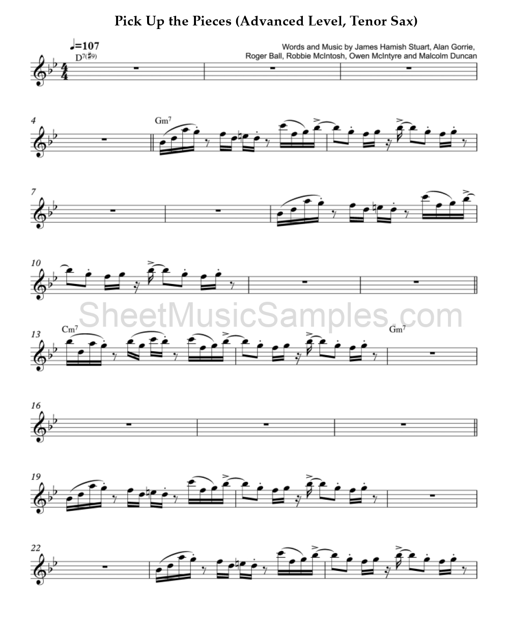 Pick Up the Pieces (Advanced Level, Tenor Sax)