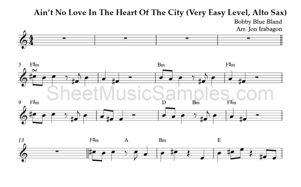 Ain’t No Love In The Heart Of The City (Very Easy Level, Alto Sax)