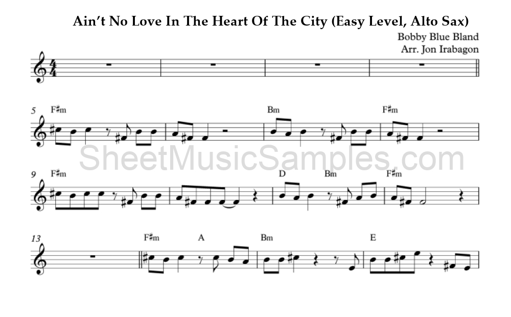 Ain’t No Love In The Heart Of The City (Easy Level, Alto Sax)