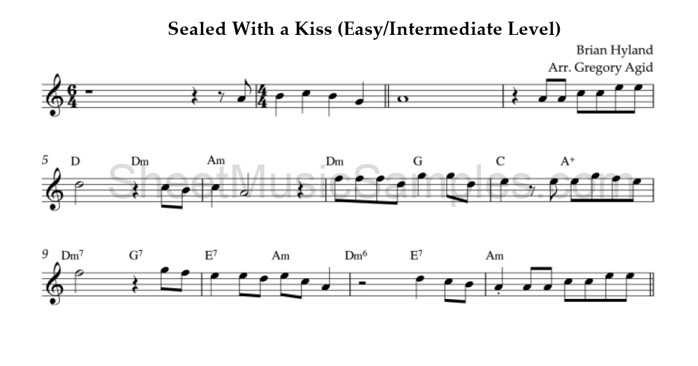 Sealed With a Kiss (Easy/Intermediate Level)