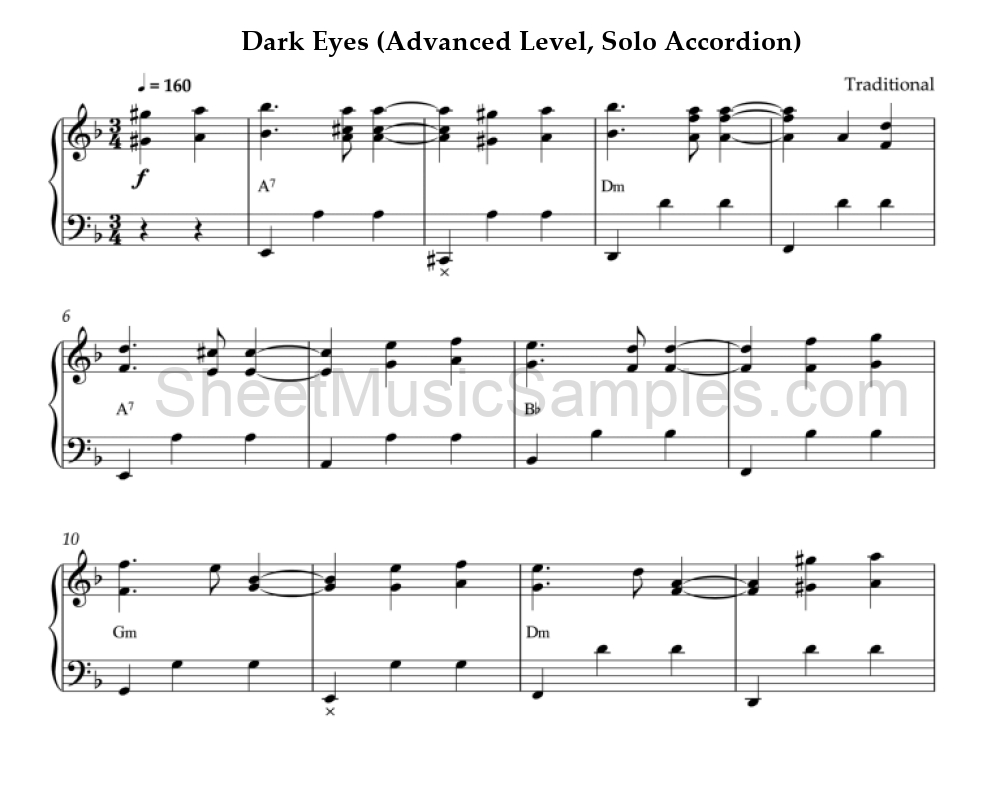 Dark Eyes (Advanced Level, Solo Accordion)