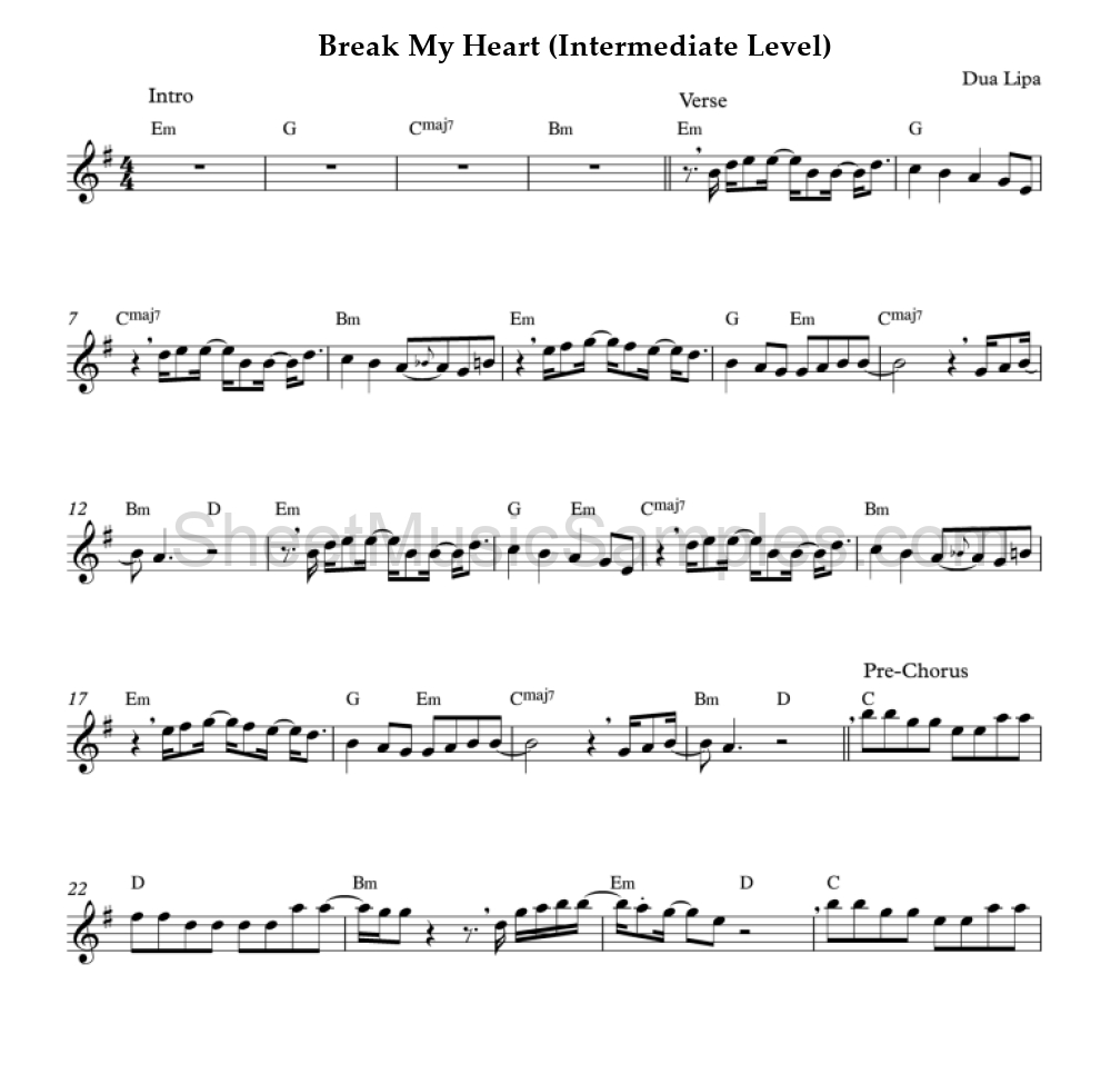 Break My Heart (Intermediate Level)