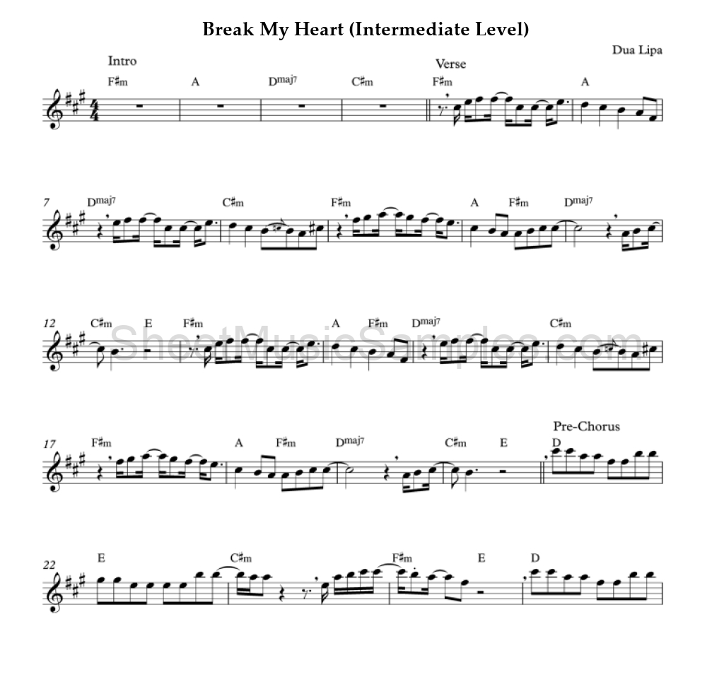 Break My Heart (Intermediate Level)