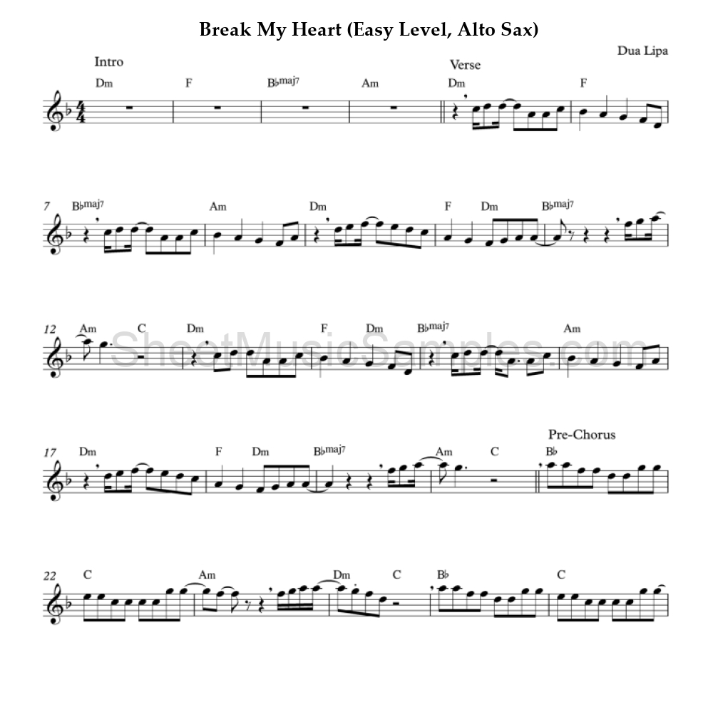 Break My Heart (Easy Level, Alto Sax)