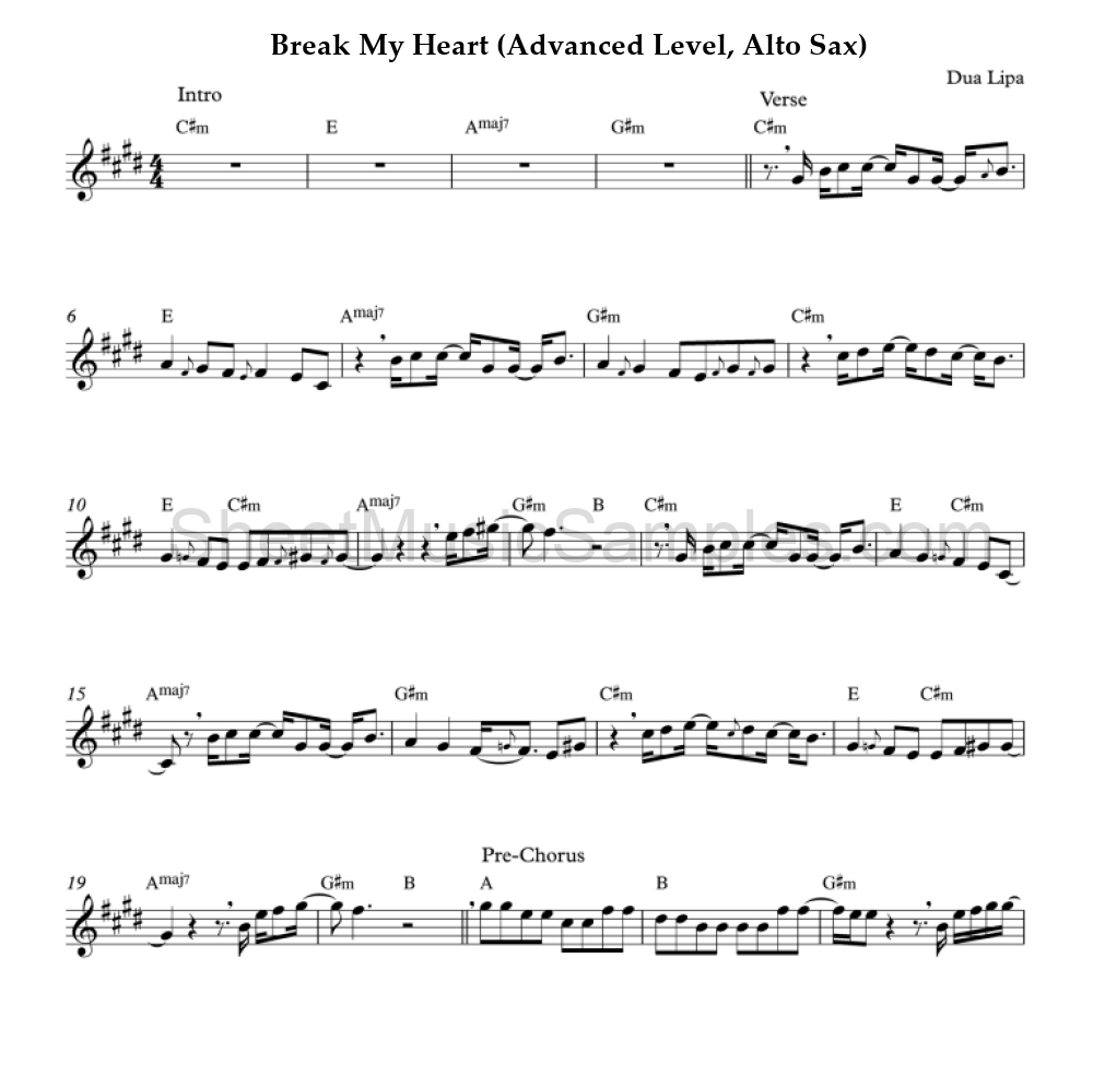 Break My Heart (Advanced Level, Alto Sax)