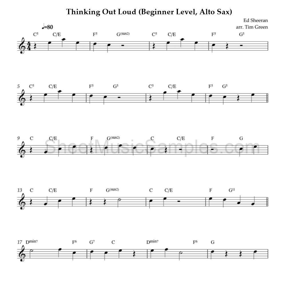 Thinking Out Loud (Beginner Level, Alto Sax)