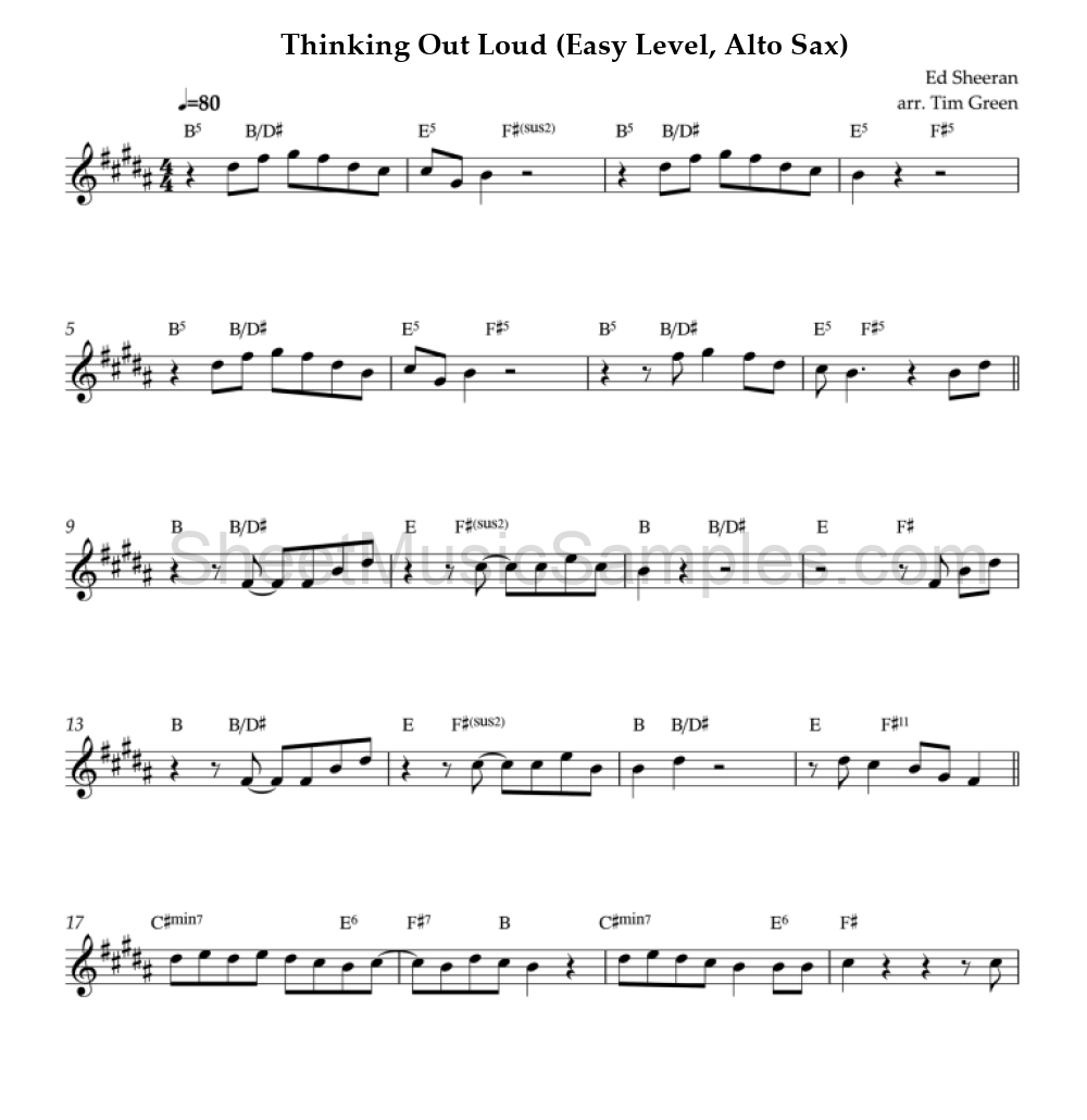 Thinking Out Loud (Easy Level, Alto Sax)