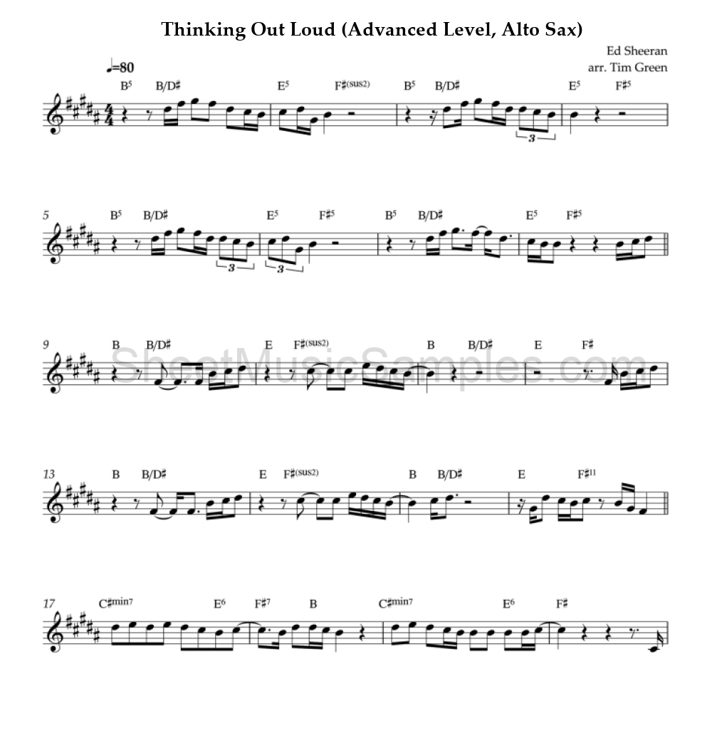 Thinking Out Loud (Advanced Level, Alto Sax)