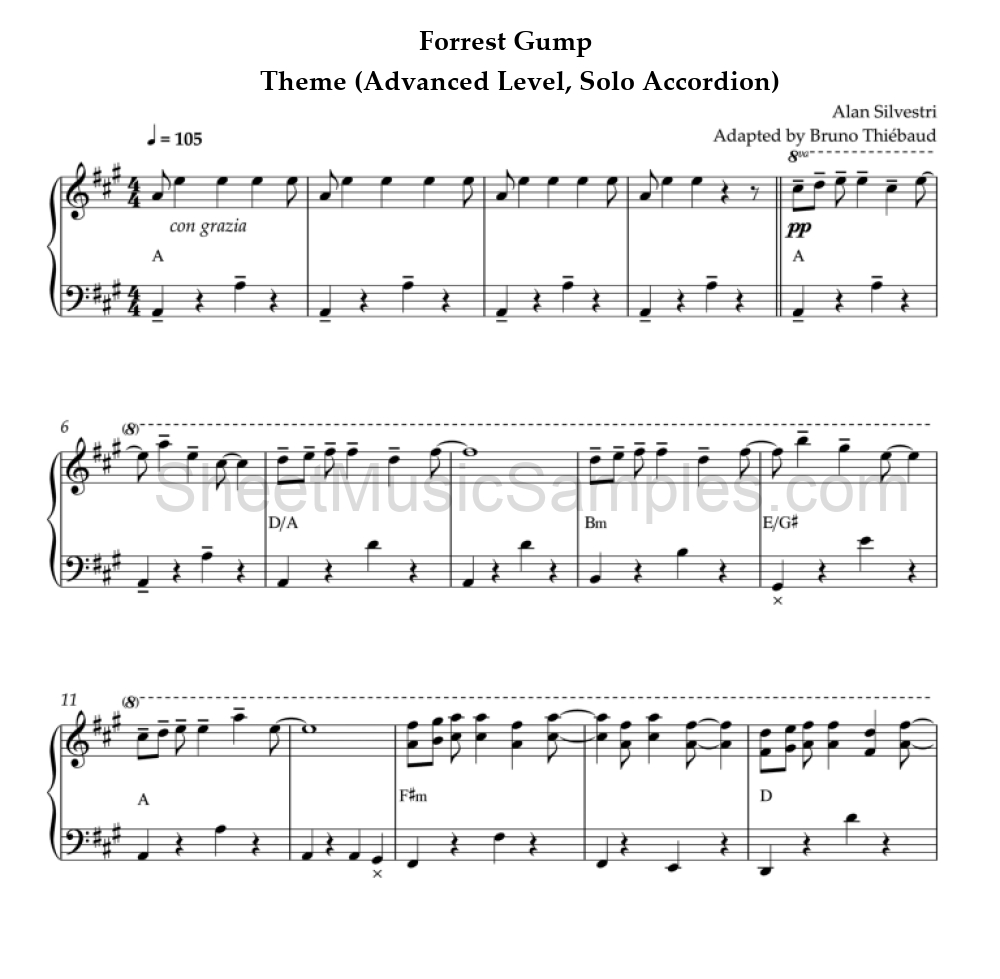 Forrest Gump - Theme (Advanced Level, Solo Accordion)