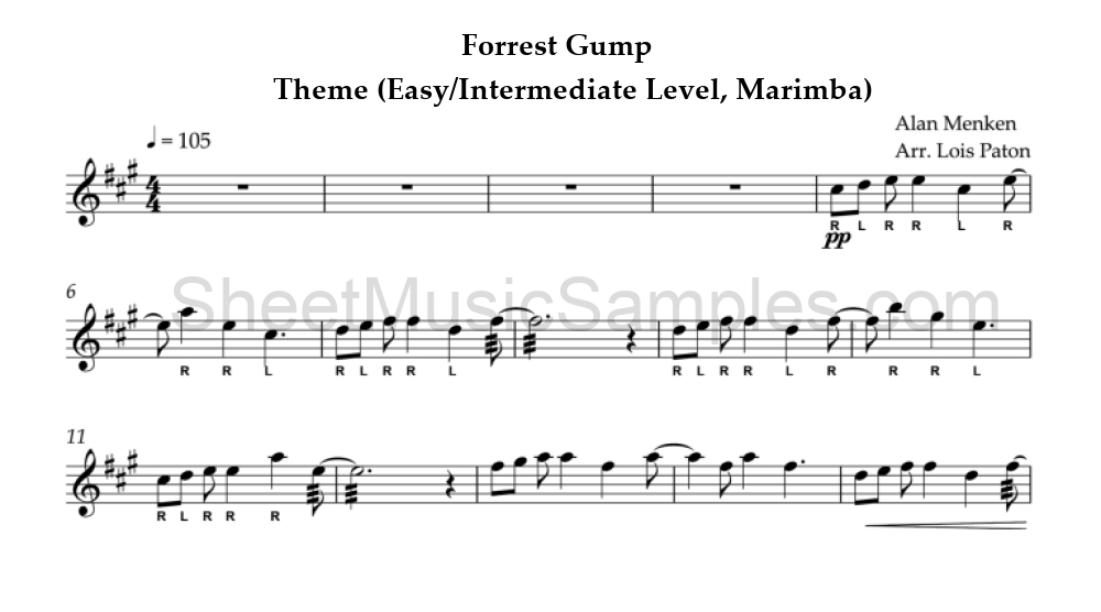 Forrest Gump - Theme (Easy/Intermediate Level, Marimba)