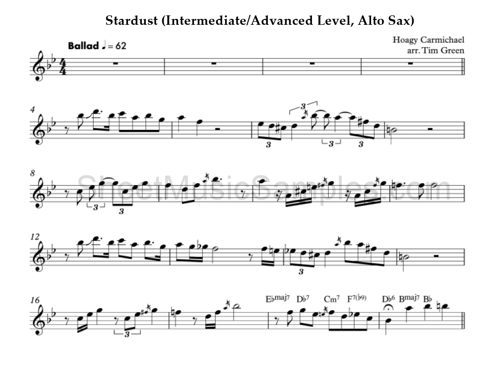 Stardust (Intermediate/Advanced Level, Alto Sax)