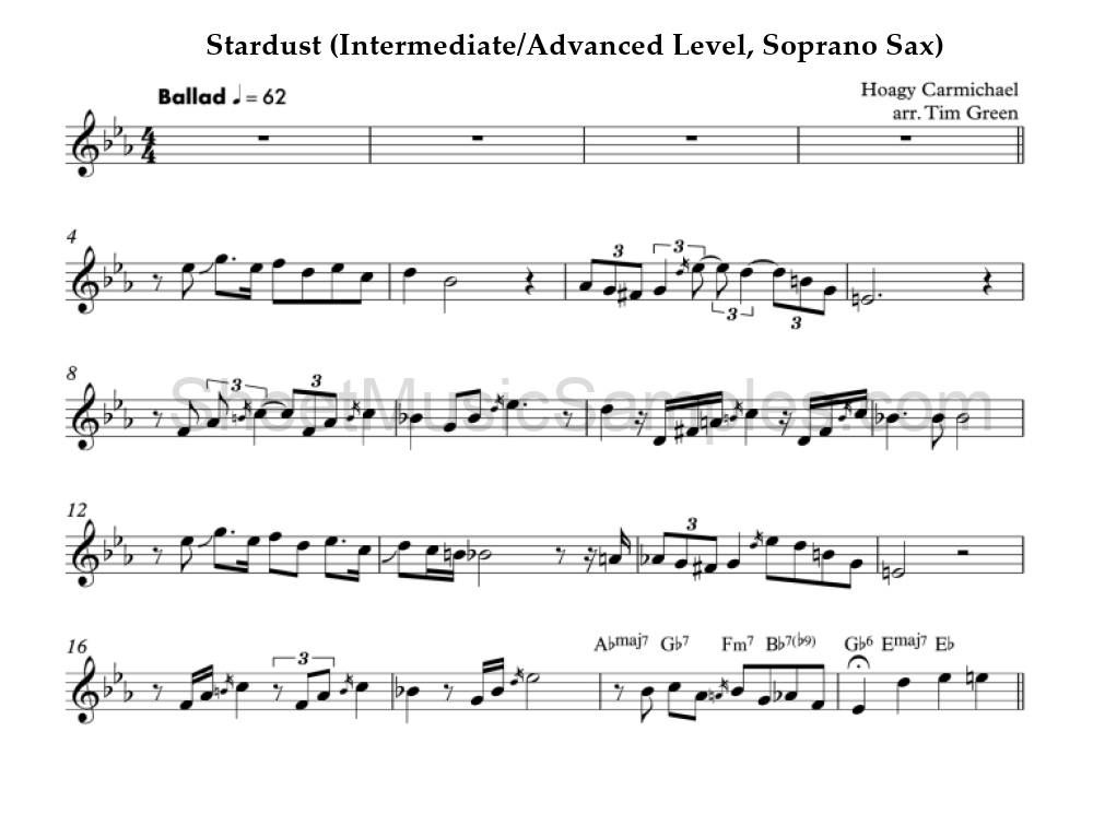 Stardust (Intermediate/Advanced Level, Soprano Sax)