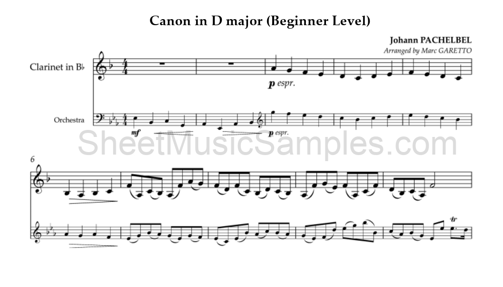 Canon in D major (Beginner Level)