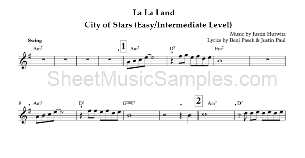 La La Land - City of Stars (Easy/Intermediate Level)