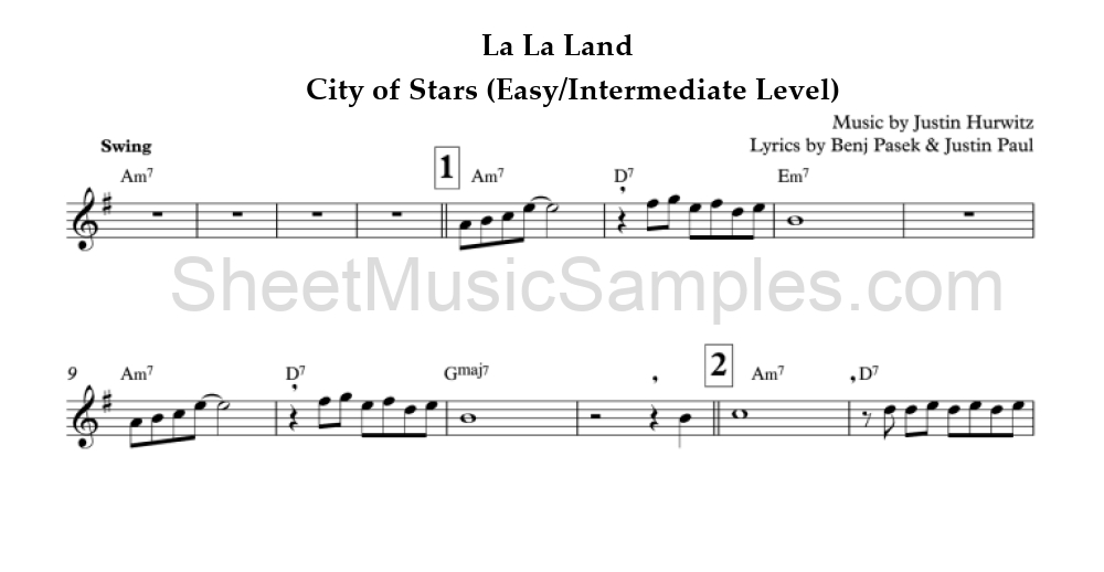 La La Land - City of Stars (Easy/Intermediate Level)