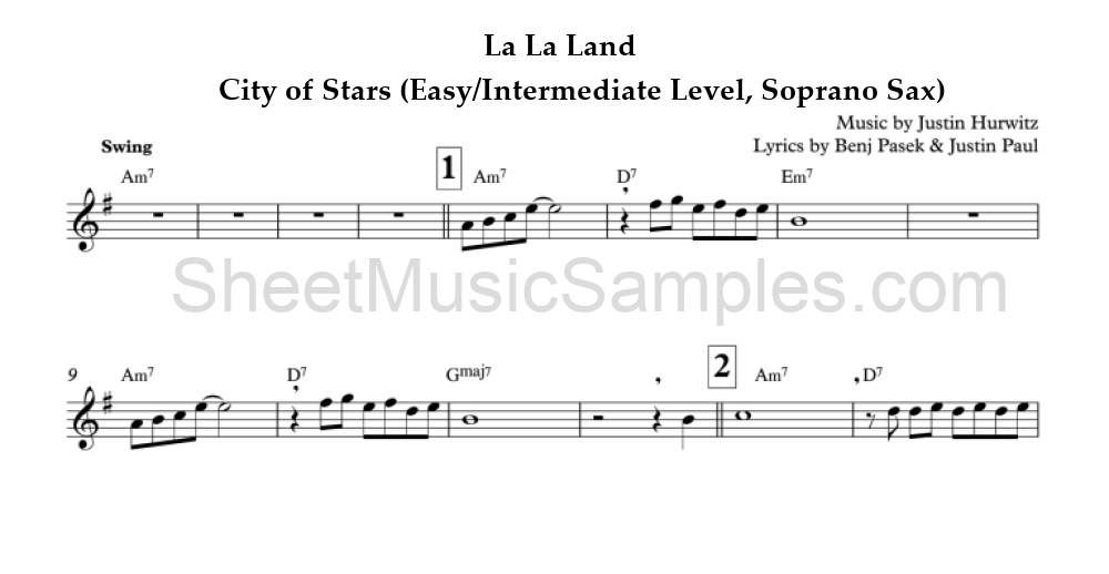 La La Land - City of Stars (Easy/Intermediate Level, Soprano Sax)