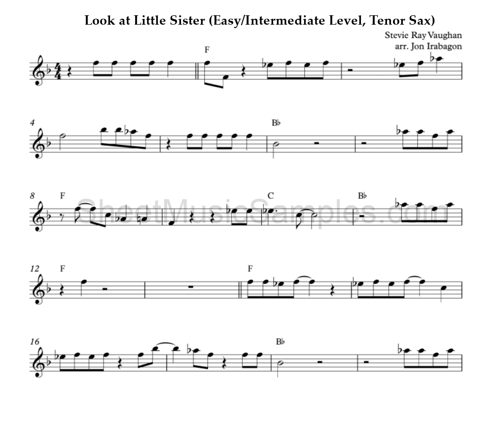 Look at Little Sister (Easy/Intermediate Level, Tenor Sax)