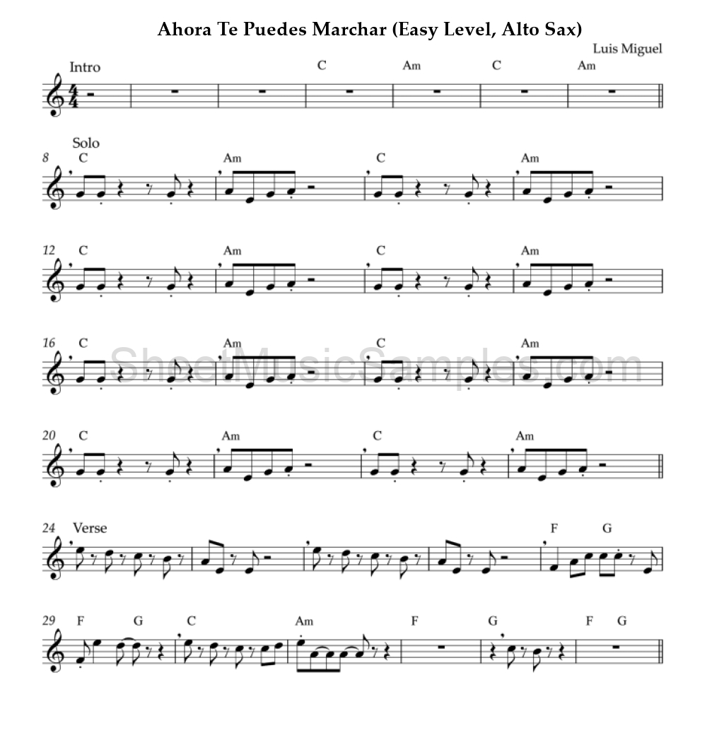 Ahora Te Puedes Marchar (Easy Level, Alto Sax)