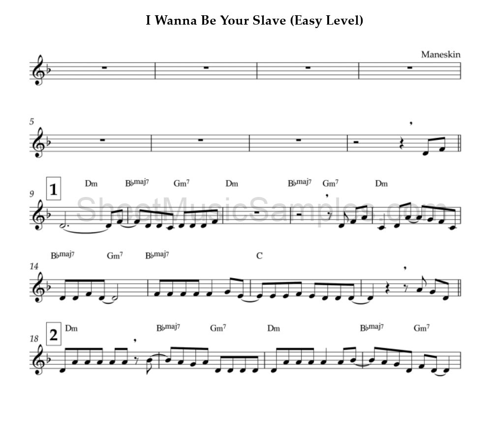 I Wanna Be Your Slave (Easy Level)