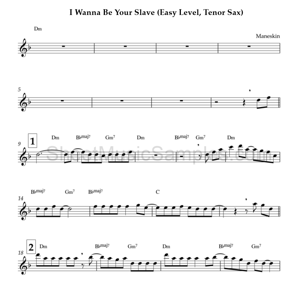 I Wanna Be Your Slave (Easy Level, Tenor Sax)