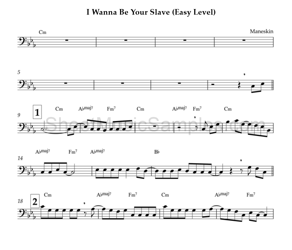 I Wanna Be Your Slave (Easy Level)