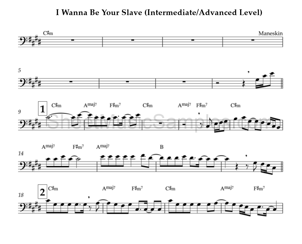 I Wanna Be Your Slave (Intermediate/Advanced Level)