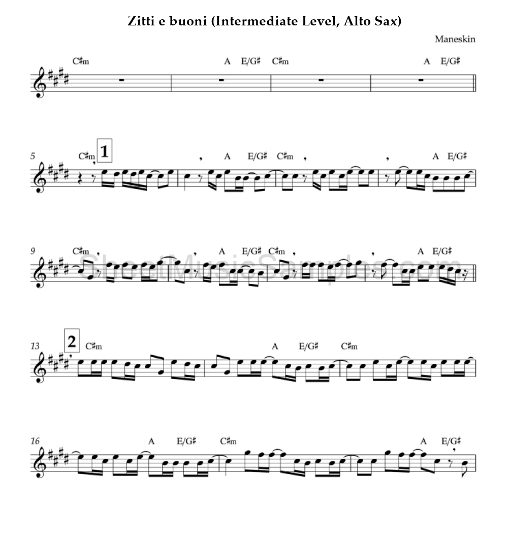 Zitti e buoni (Intermediate Level, Alto Sax)