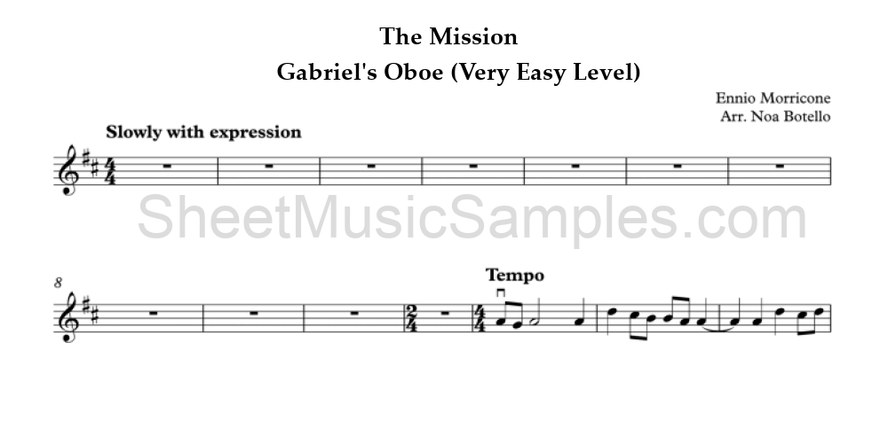 The Mission - Gabriel's Oboe (Very Easy Level)