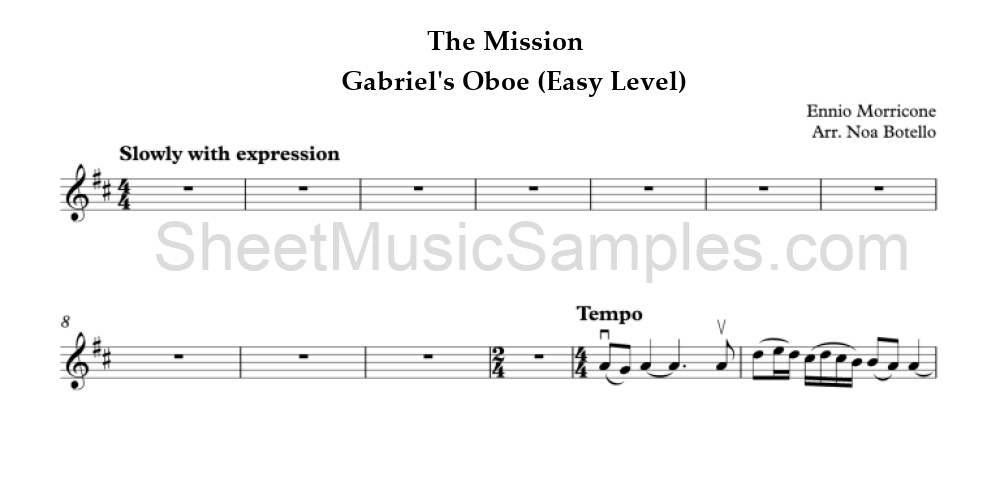 The Mission - Gabriel's Oboe (Easy Level)