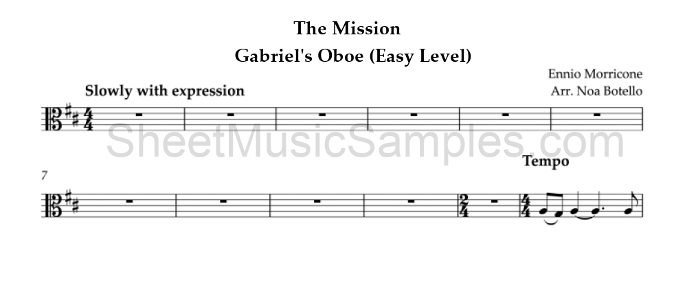 The Mission - Gabriel's Oboe (Easy Level)