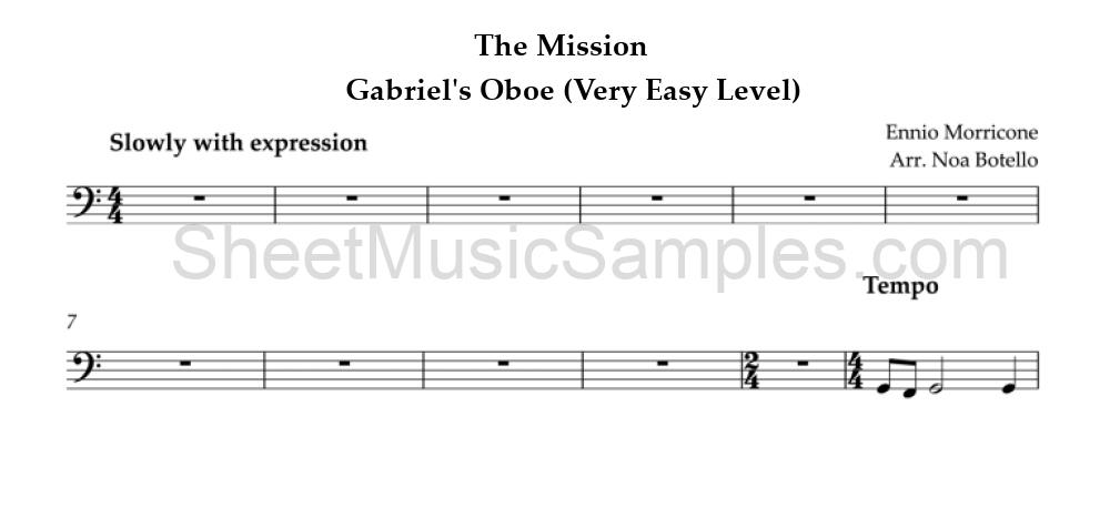 The Mission - Gabriel's Oboe (Very Easy Level)