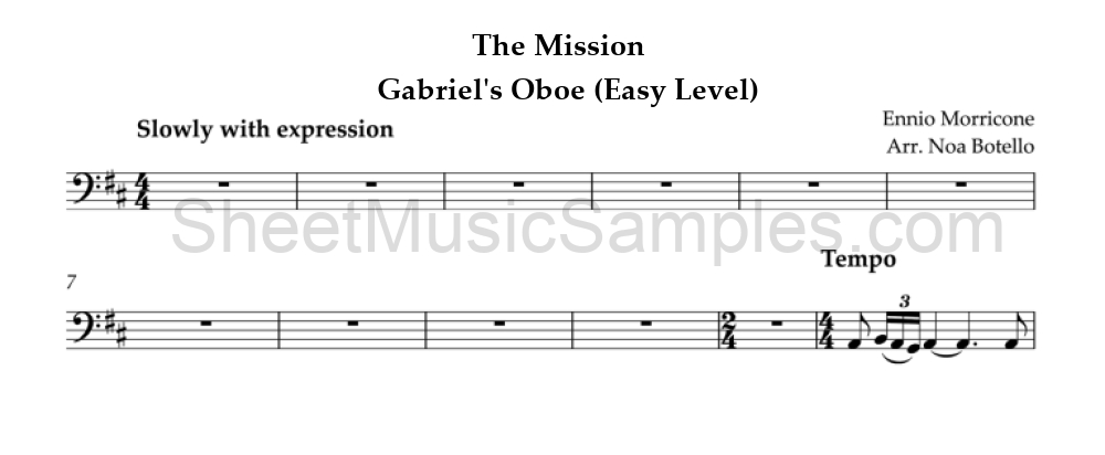 The Mission - Gabriel's Oboe (Easy Level)