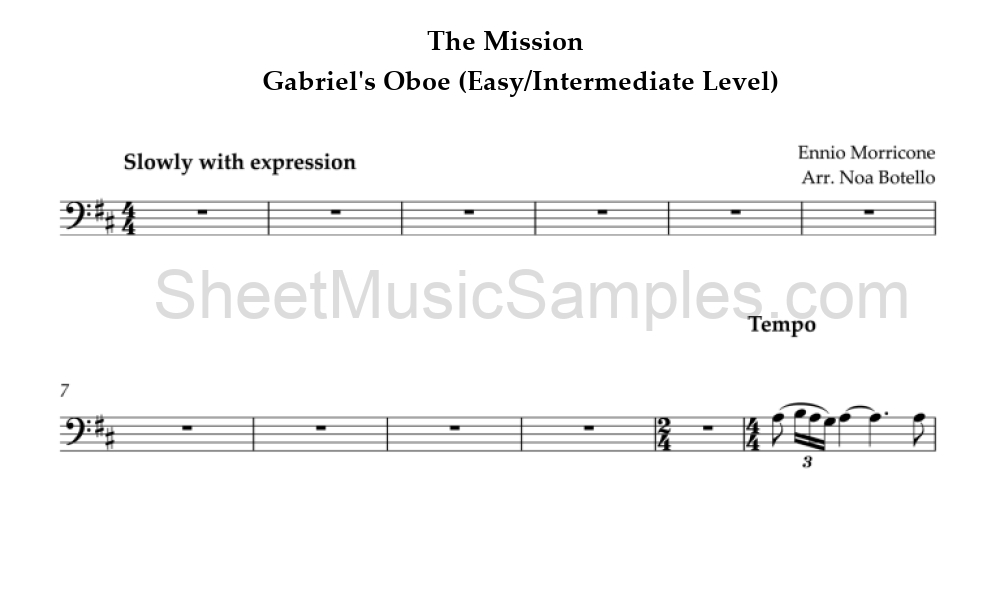 The Mission - Gabriel's Oboe (Easy/Intermediate Level)