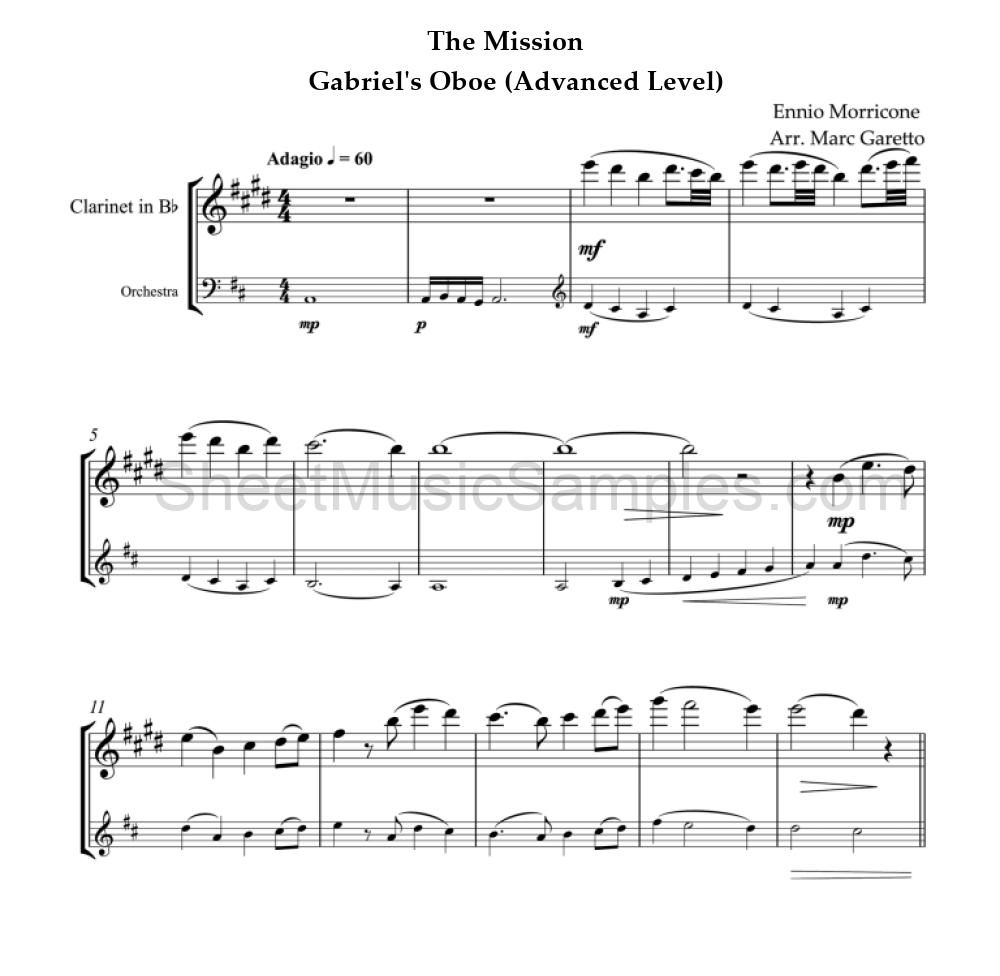 The Mission - Gabriel's Oboe (Advanced Level)