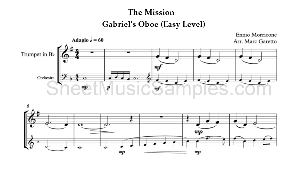 The Mission - Gabriel's Oboe (Easy Level)