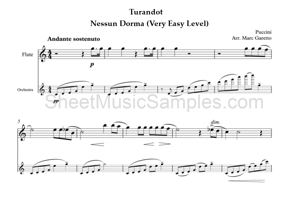 Turandot - Nessun Dorma (Very Easy Level)