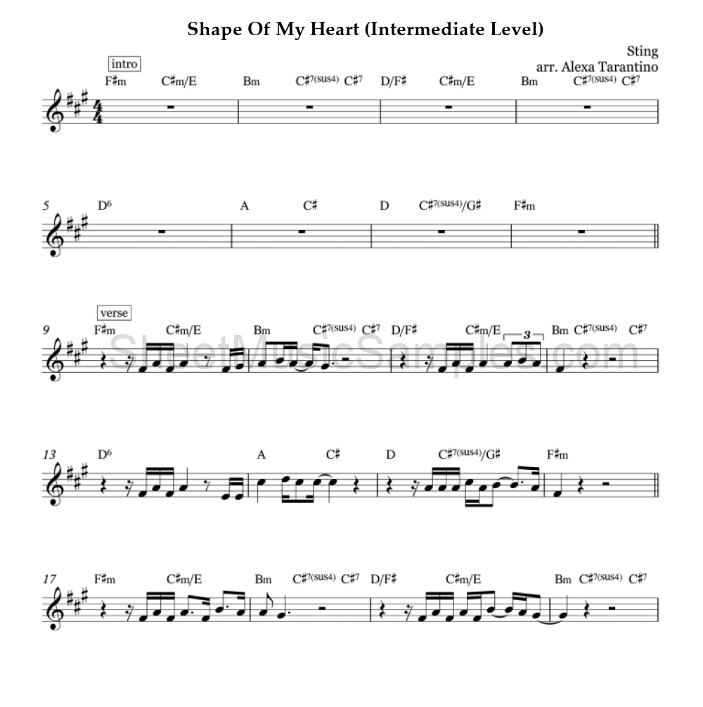 Shape Of My Heart (Intermediate Level)