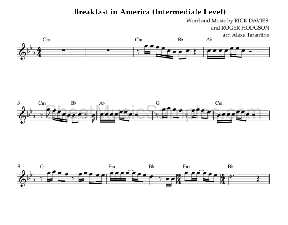 Breakfast in America (Intermediate Level)