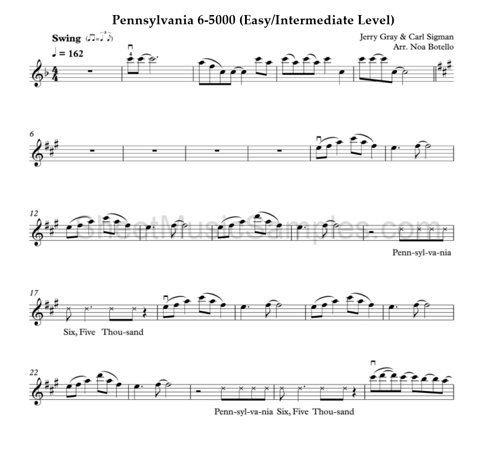 Pennsylvania 6-5000 (Easy/Intermediate Level)