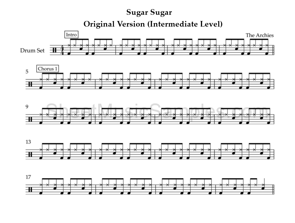 Sugar Sugar - Original Version (Intermediate Level)