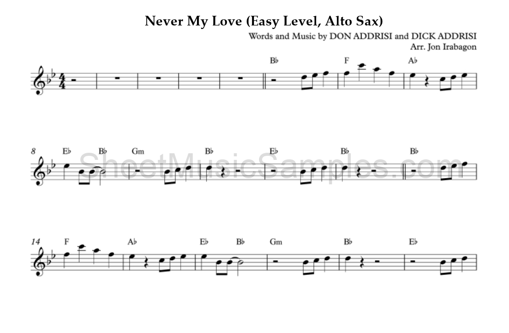 Never My Love (Easy Level, Alto Sax)