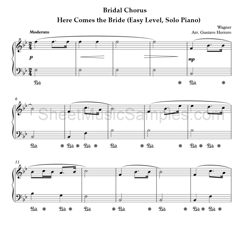 Bridal Chorus - Here Comes the Bride (Easy Level, Solo Piano)